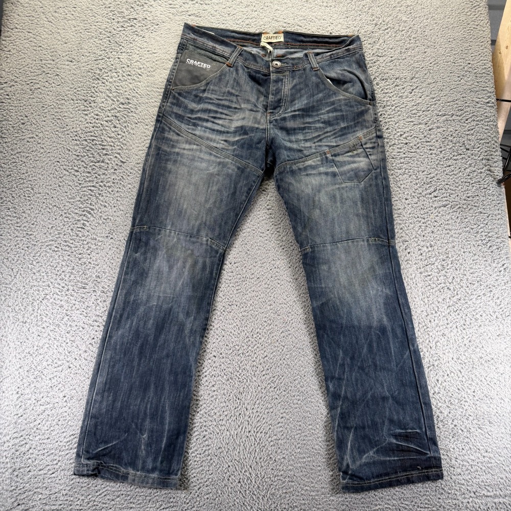 Crafted State of‎ Mind Jeans Mens 36x32 Blue Cotton Denim Straight Button-Fly